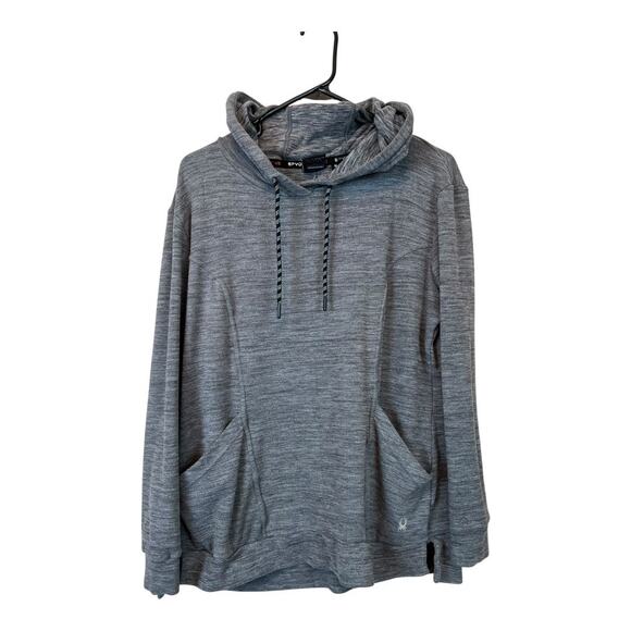Spyder Hoodie Athletic Top Shirt Workout Gym Athleisure Sports Gray Pullover M - Picture 1 of 5